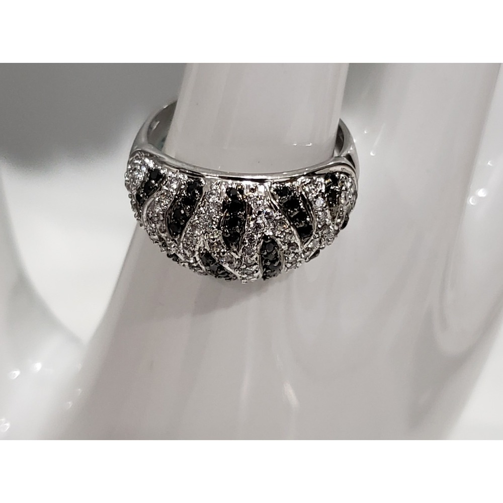 NEW SIZE 10 zebra stripes black crystal LAUREN G ADAMS ring art deco cocktail
